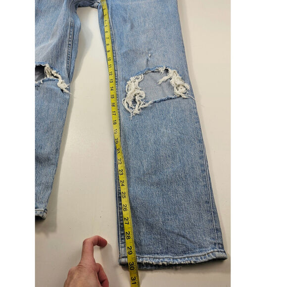 Ultra High Rise 90s Straight Jean light double knee destroyed distressed A&F 2 - Picture 7 of 7
